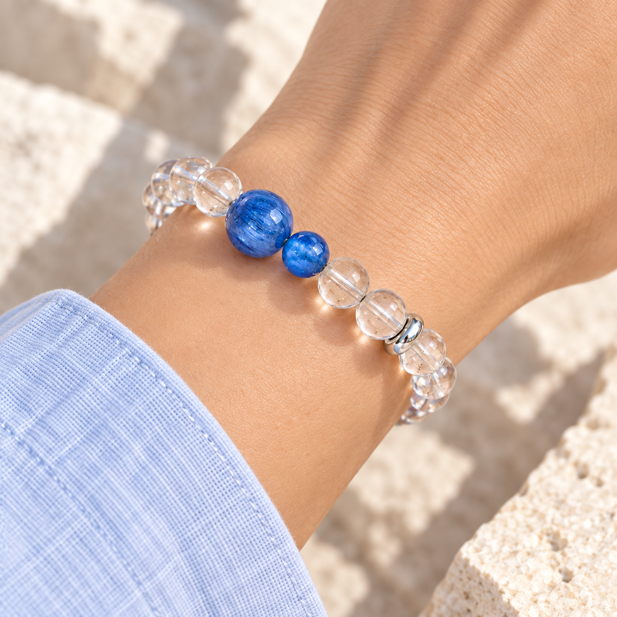 Calvielle worn effect v3 | azure-stream-bracelet