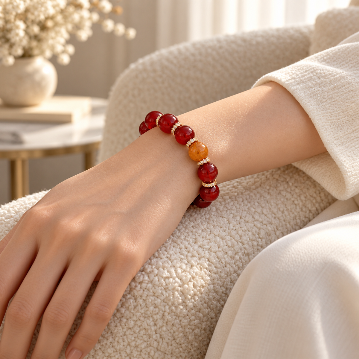 Calvielle worn effect | crimson-sky-bracelet