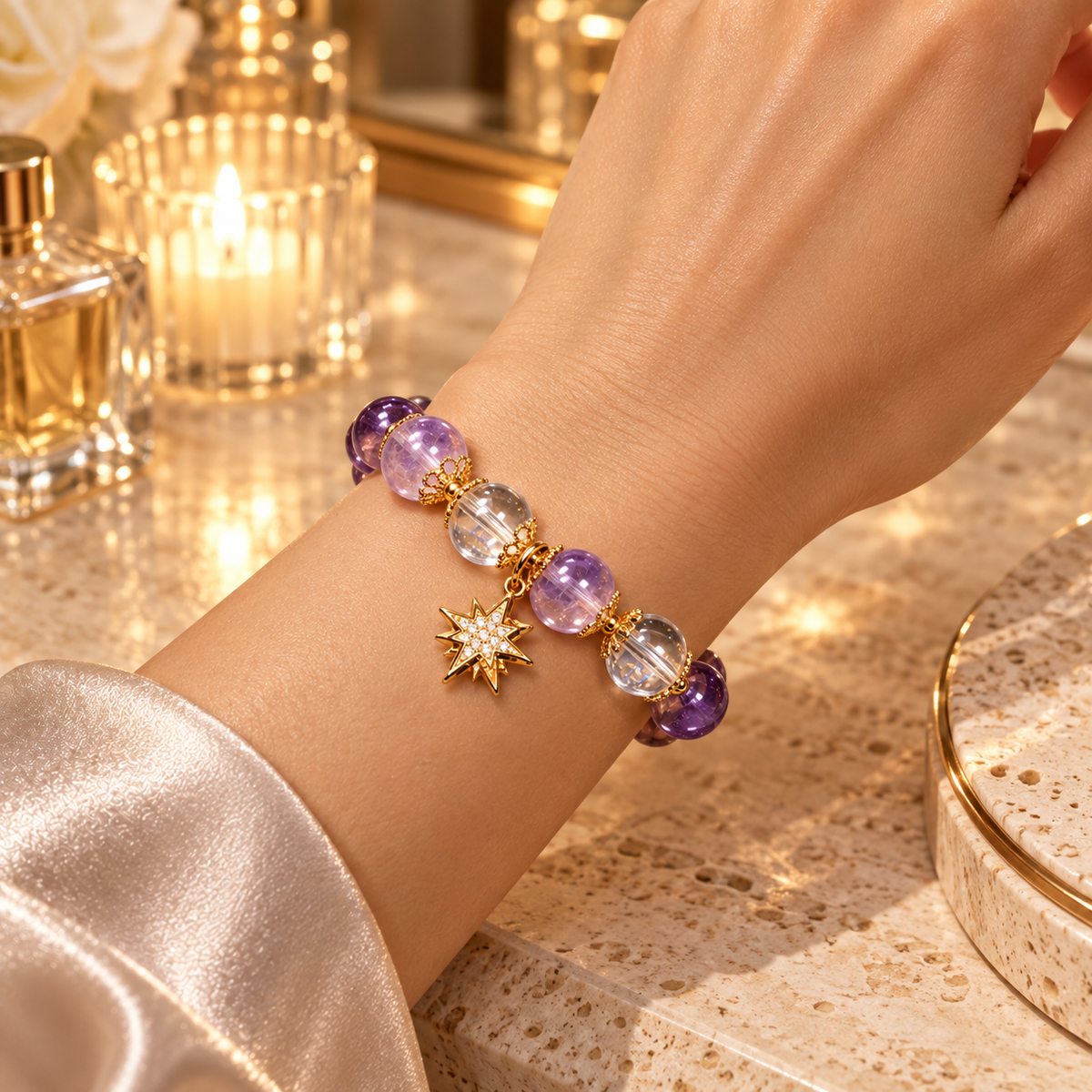 Calvielle worn effect | violet-star-bracelet